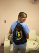 Adelina showing off her new Chabad Hebrew School backpack. - Monroe 09/17/09